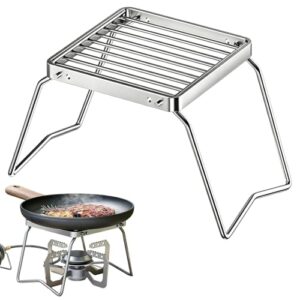 Edelstahl Campinggrillrost, Tragbar Faltbar für offenes Lagerfeuer, Holzkohle, Gasbrenner und Campingkocher