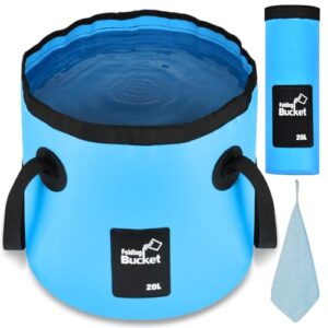 Faltbarer Eimer 20 Liter Outdoor-Faltschüssel, blauer Falt-Eimer für Reisen und Camping, praktischer Falteimer mit großem Inhalt