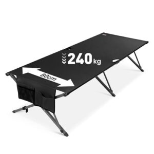 Klappbares Feldbett für Erwachsene bis 240 kg, Personen bis 210 cm, stabiles Campingbett mit Tragetasche