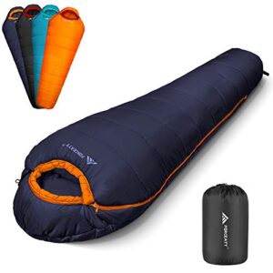 Ergonomischer Schlafsack für Camping und Outdoor-Aktivitäten, ideal für Erwachsene und Jugendliche bei Temperaturen von 0 bis 20 Grad Celsius.