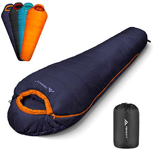 Ergonomischer Schlafsack für Camping und Outdoor-Aktivitäten, ideal für Erwachsene und Jugendliche bei Temperaturen von 0 bis 20 Grad Celsius.
