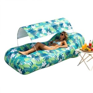 Aufblasbare Liege für Camping und Garten, Luftsofa mit Sonnenschutzdach, bequemes Liegesessel für Outdoor- und Garten-Ausflüge