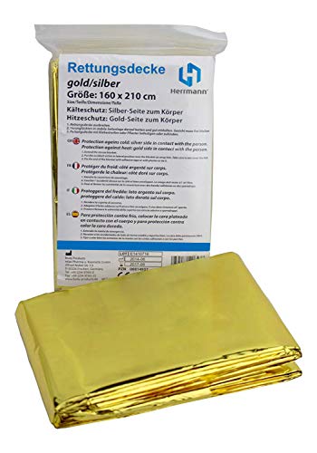 Notfalldecke, gold-silberfarbene Rettungsdecke zum Schutz bei Unfällen, Wasser- und Winddichte Sicherheitsdecke für erste Hilfe