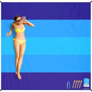 Große Stranddecke für 4-7 Erwachsene, sandabweisend und wasserdicht, multifunktionales Set mit Aufbewahrungstasche