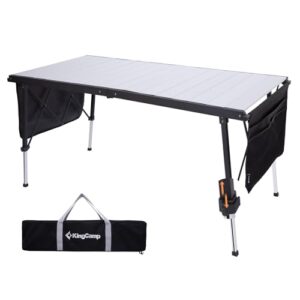 Campingtisch mit Aufbewahrungstaschen, Höhenverstellung 48-70 cm, ideal für Garten, Balkon und Outdoor