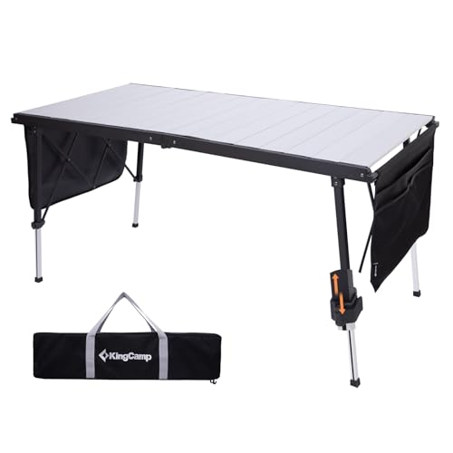 Campingtisch mit Aufbewahrungstaschen, Höhenverstellung 48-70 cm, ideal für Garten, Balkon und Outdoor