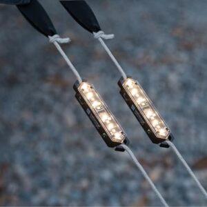 LED Camping Lampe, 7 Modi Dimmbar Camping Licht für das Zeltseil, IPX4 Wasserdicht Outdoor Lampe Magnetisch & Schnappen, Aufladbar Zeltlampe Für Seile mit 2-8mm Durchmesser Geeignet (2Pack)