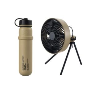 NESTOUT Outdoor Camping Fan mit Tripod, 4 Geschwindigkeitsstufen & natürlicher Breeze Mode, 3-Achsen-Oszillation, 90° justierbarer Neigungswinkel, Timer (30/60/90 Minuten), USB-C-kompatibel, portable Zelt-Fan