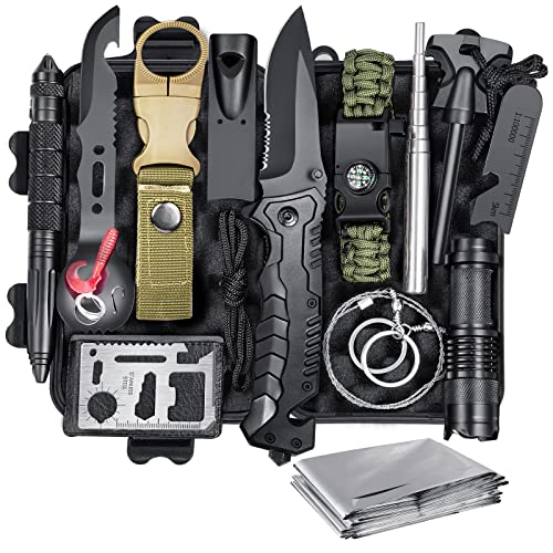 13 in 1 Notfallsurvival-Ausrüstung mit Camping-Zubehör und Geschenken für Männer, Papa oder Geburtstagsgeschenke für Outdoor-Abenteuer wie Angeln, Jagen und Wandern
