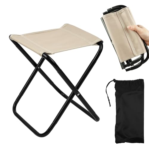 Mini-Klapphocker für Camping, Wandern oder Garten. Leichter und faltbarer Klapphocker mit Aufbewahrungsbeutel.