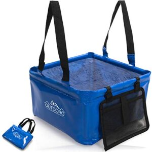 Große, faltbare Waschschüssel mit zusätzlicher Tasche für Camping und Outdoor-Ausrüstung - 22 Liter Kapazität, langlebiges Planen-Gewebe
