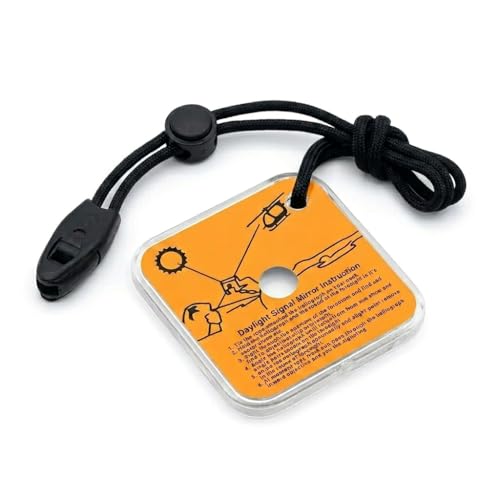 PKYTOTST Notfall Signalspiegel, Reflektierender Signal Mirror Emergency Star Flash Spiegel mit Handschlaufe und Manual auf Rückseite Outdoor SOS Rescue für Wandern, Camping - Hochwertiger Acryl-Stahl-Spiegel mit hoher Reflexionswirkung
