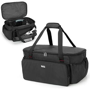 Tragbare Grilltasche aus schwarzer Lederimitat, kompatibel mit verschiedenen Gas- und Holzkohlegasgrills
