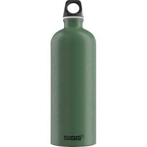 Sigg Alu Trinkflasche in Traveller Leaf Green, 1 Liter füllbar, klimaneutral zertifiziert, für kohlensäurehaltige Getränke geeignet, auslaufsicher und federleicht, BPA-frei, Outdoor-Trinkflasche