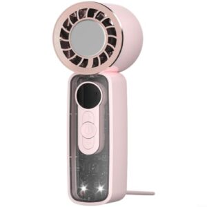 SMZhomeone Tragbarer Ventilator mit 199 Geschwindigkeiten, wiederaufladbares LED-Licht für Pendler im Freien, Reisen - rosa Kaltkompresse