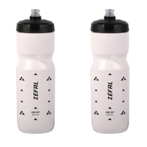 ZEFAL Pack Sense Soft 80 Trinkflasche Fahrrad - Zwei geruchsneutrale, Sportflaschen für MTB Rennrad - BPA-freie Wasserflasche - Silikon-Sauger - Weiß, 2 x 800 ml