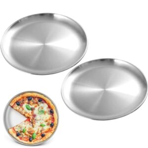 Zwei runde Edelstahl-Teller mit 20 cm Durchmesser in Silber, ideal für Outdoor-Bedarf, Picknick, Buffet oder festliche Tischdekoration