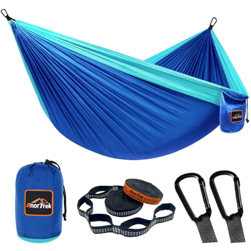 Bequeme Camping-Hängematte mit weichen Material und Unterstützung bis 230kg, superleicht und leicht zu tragen für Rucksacktouristen, ideal für Camping, Reisen oder im Garten.