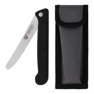 GRÄWE Klappmesser mit Wellenschliff aus Spezialstahl, Frühstücksmesser, Brötchenmesser, Tomatenmesser, kleines Klappmesser mit Liner Lock-Mechanik, scharf, Brotzeitmesser mit Etui