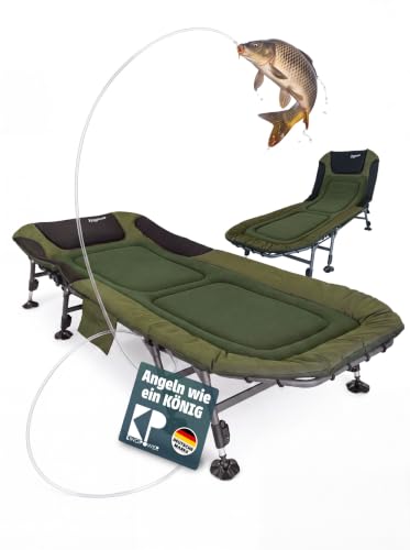 Kingpower Karpfenliege 8 Bein Angelliege Campingliege Bedchair Feldbett mit stabilen Metallrahmen und robuster 8-Bein-Konstruktion für erhöhten Komfort beim Fischen oder im Freien