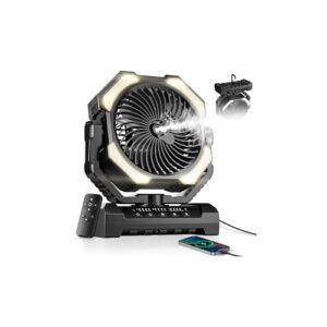 Portabler Misting Fan mit 250ml Wassertank, 24000mAh Aufladbarer Kühlventilator für Außen, Outdoor-Wassermister mit 2 Sprühmodi, Fernbedienung, Timer und Camping-Fan für Strand, Terrasse, Zelt