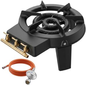 Veralune 9 kW Wokbrenner, Gusseisen Gaskocher mit 3 Füßen und Schlauch für Outdoor-Kochen in Garten oder Camping