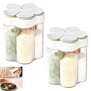 5-in-1 Gewürzstreuer Camping, 2 Stück Reisegewürzset Mini Gewürzdosen Organizer Aufbewahrungsboxen für Campings Küche Gewürzgläser für Reisen Zuhause Kochen BBQ Küche Steak