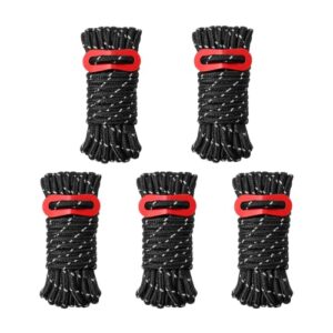 5 Stück Abspannseile für Camping, 4mm x 4m reflektierende Zeltschnur mit Spanner aus hochfestem Polypropylen für Zeltbefeuchtung, Gepäckbefestigung und Gartenarbeit