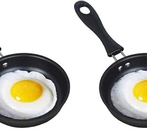 Demoyaya Mini-Eierpfanne, 12 cm, Mini-Eierpfanne mit Griff, hitzebeständig, antihaftbeschichtet, tragbar, für Camping, Gasherd, Induktionsherd (Packung mit 2)