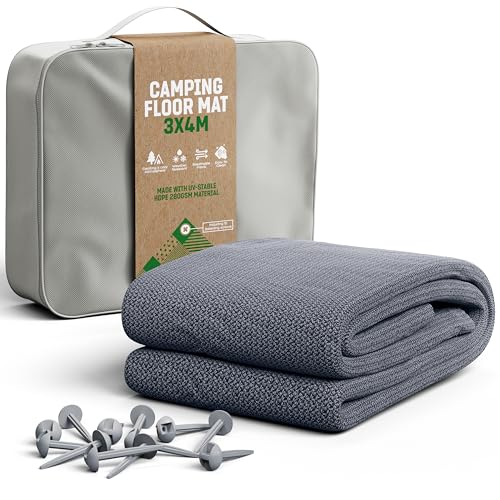Wetterfester Vorzeltteppich für Campingabenteuer, Grau/Blau, 300 x 400 cm
