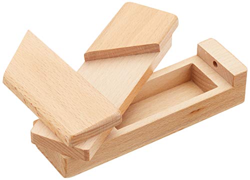 Geocaching-Trickschachtel D5 mit Chinesischen Zeichen aus braunem Holz für Geocacher
