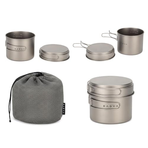 Titan Camping Topf und Deckel für Trekking und Outdoor - 1600 ml, hochwertiges Set aus Titan-Körper und klappbarem Griff, perfekt für Camping-Trip oder Outdoor-Abenteuer.