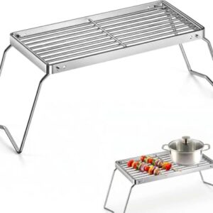 Klappbarer Grillrost für Camping und Outdoor, 30 x 16 cm groß, aus Edelstahl, leicht zu transportieren und montieren.
