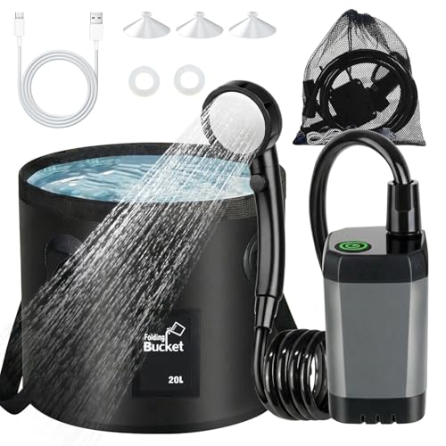 Campingdusche mit Temperaturanzeige, Tragbar und leicht zu transportieren, ideal für Camping, Autowäschen oder Tierpflege