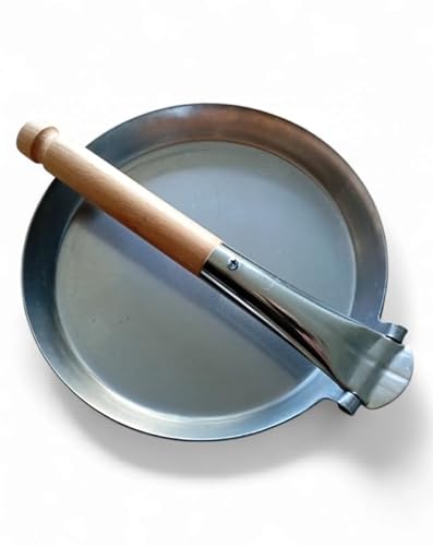 Nordic Wolf Jägerpfanne 21 cm - Outdoor Pfanne mit klappbarem Birkenholzgriff für Bushcraft & Camping
