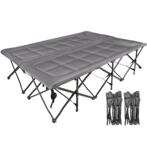 Klappbares Campingbett für zwei Personen mit Matratze, 454kg belastbar, grauer Farbton