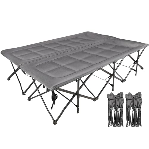 Klappbares Campingbett für zwei Personen mit Matratze, 454kg belastbar, grauer Farbton