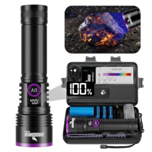 Schwarzlicht Taschenlampe mit 4-Kern-LED-Chip und Filterlinse für UV-Licht, Reichweite 30 Fuß, 30W Lichtstärke, batteriebasiert, ideal für Outdoor-Anwendungen