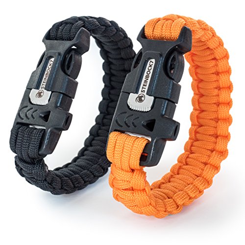Survival-Tool für Outdoor-Aktivitäten, 3-in-1 Paracord Armband mit Pfeife, Feuerstein und Messer