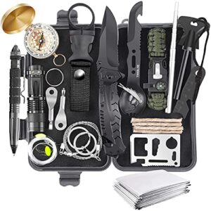 Survival Kit 30 in 1 - umfassendes Notfallausrüstung mit Taschenmesser, Feuerstahl, Paracord-Armband und mehr