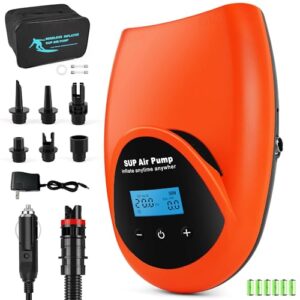 Elektro-Luftpumpe mit Akku, Wiederaufladbar, kabelloser Betrieb, LCD-Digitalanzeige, Automatische Abschaltung für SUP-Boards, Kajak, Zelt, Schlauchboot und Luftmatratzen