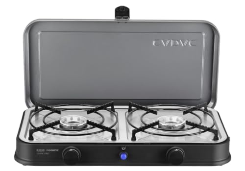 Tragbarer Gaskocher CADAC 2 Cook 2 Pro mit zwei Brennern und integrierter Piezo-Zündung für Camping und Outdoor-Aktivitäten