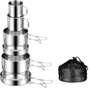 Camping-Koch-Set aus 6 Teilen mit Edelstahl - perfekt für Outdoor-Abenteuer