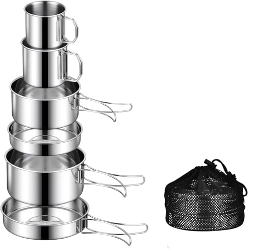Camping-Koch-Set aus 6 Teilen mit Edelstahl - perfekt für Outdoor-Abenteuer