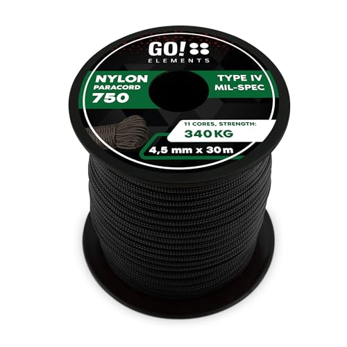 Allzweckseil und Reepschnur für Survival, Camping - 100% Nylon Seil reißfest & extrem stabil | ø 4,5mm - 11 Kerne - Max. 340 KG