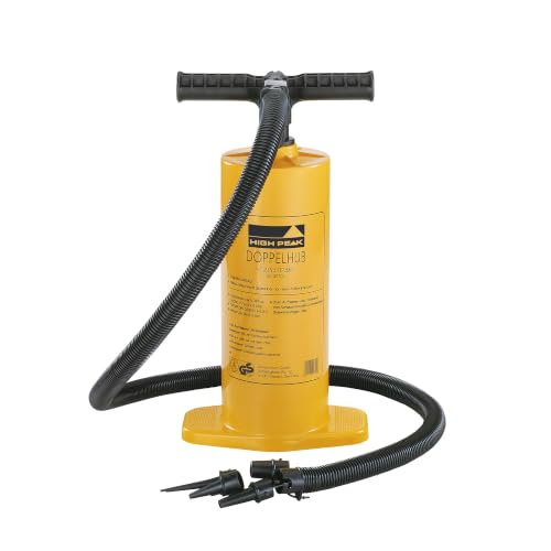 Luftpumpe für Luftmatratzen und Schlauchboote mit Doppelhub-Funktion von High Peak, ideal für das Aufblasen und Abdrehen