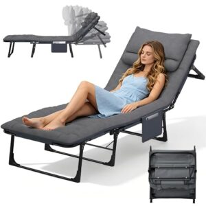 Campingbett XXL mit Nackenkissen, großes Feldbett für Outdoor und Indoor Gebrauch, robuste Bauweise, 6-fach verstellbare Rückenlehne, karpfenliege extra breit