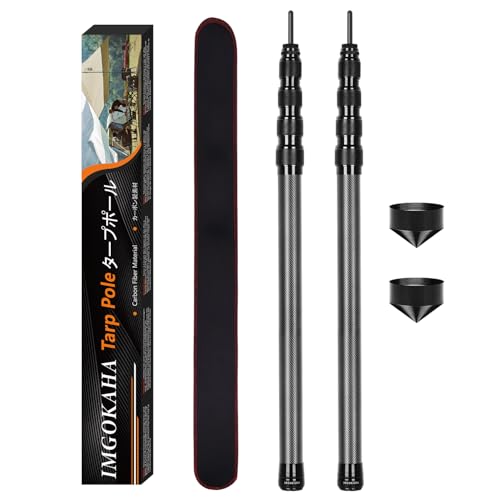 Zwei Kohlefaser-Zeltstangen in schwarz, 58-210cm verstellbar, für Zelte und Tarps