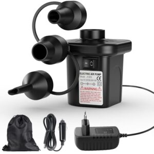 Elektrische Luftpumpe für Luftmatratzen, Camping und Outdoor - 3 Düsen mit 240V AC / 12V DC