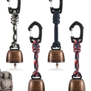 MenYiYDS 4 Stück Anti Bär Glocken für Hunde, Bärenglocke, metallische Vintage Mini Kuhglocken, vielseitig und tragbar für Outdoor-Wanderungen, Rucksack-Anhänger